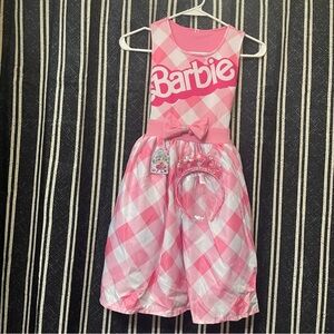 Barbie Pink Checkered Casual Dress for Kids